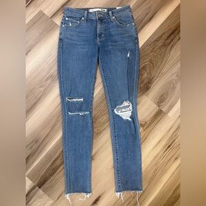 Revolve Lovers + Friends LF Ricky Mid Rise Skinny Jeans Womens 25 Distressed USA